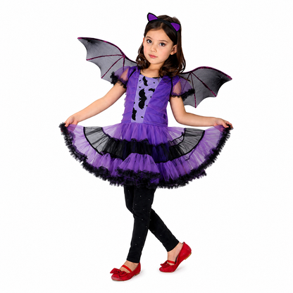 Girls Purple Bat Dress Halloween Costume - product image 3