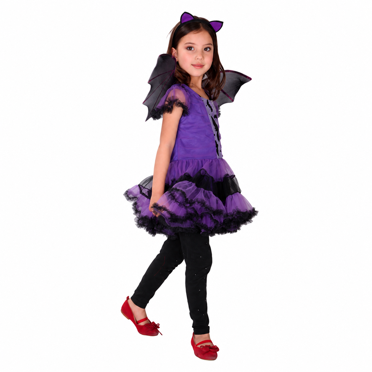 Girls Purple Bat Dress Halloween Costume - product image 4
