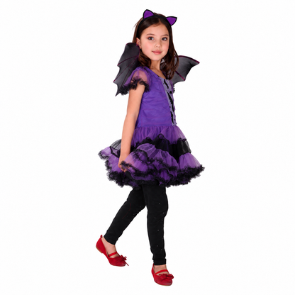 Girls Purple Bat Dress Halloween Costume - product image 4