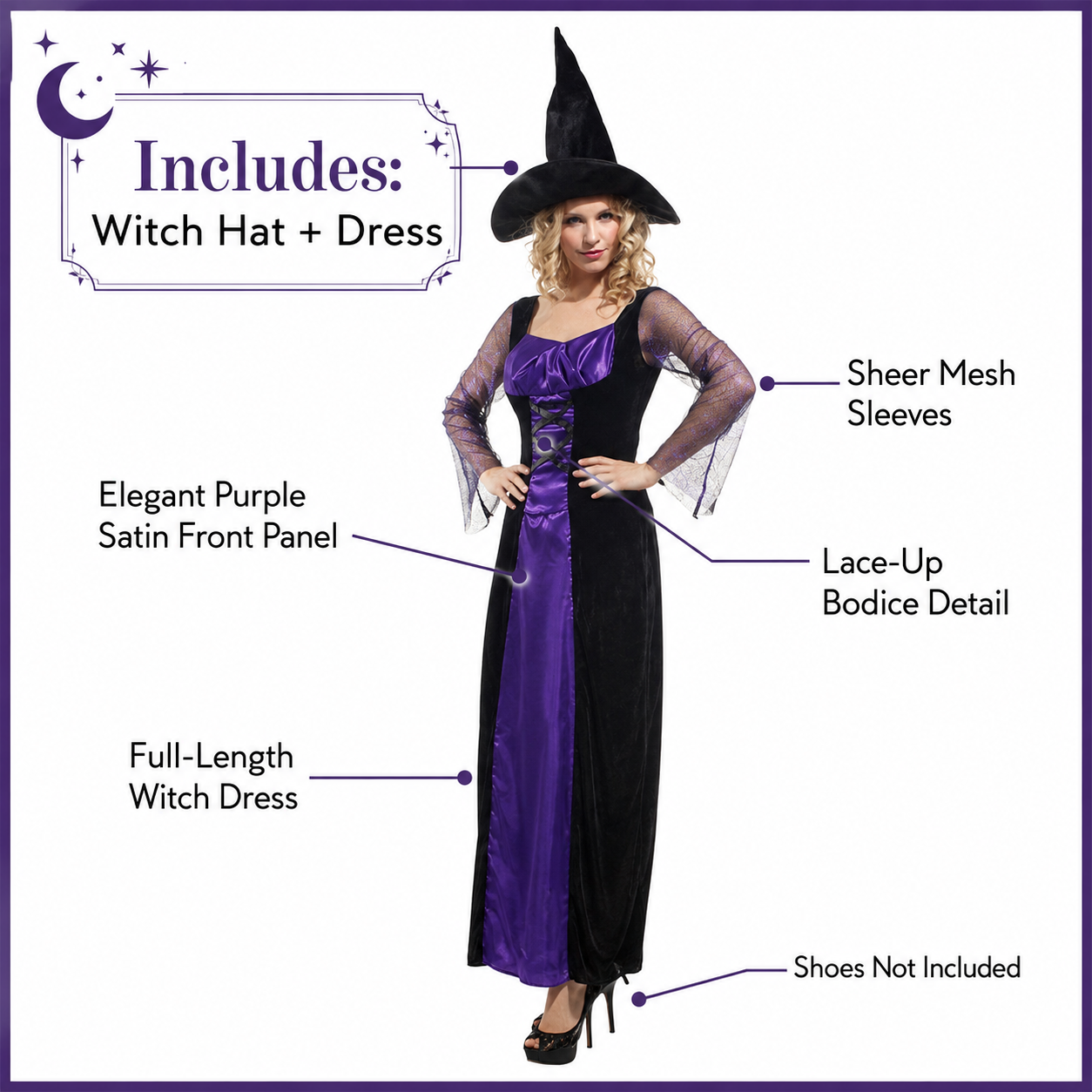 Women's Adult Purple Witch Halloween Costume - product image 2