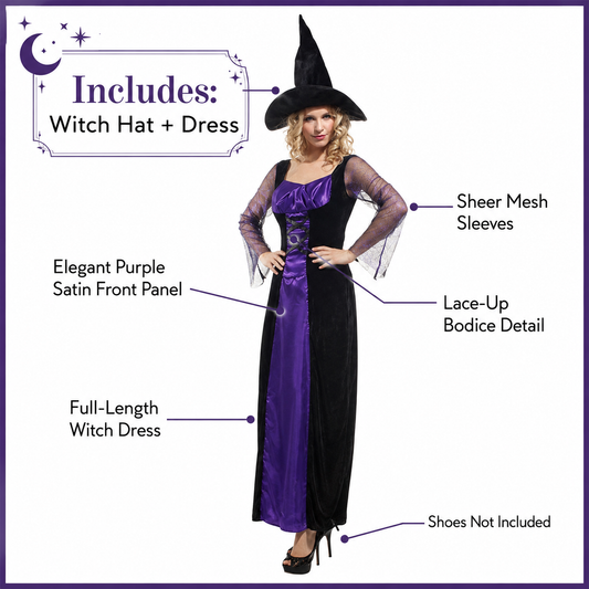 Women's Adult Purple Witch Halloween Costume - product image 2