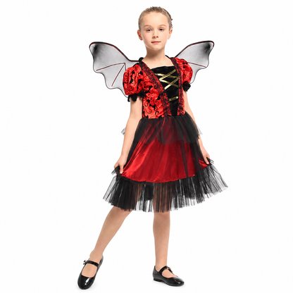 Girls Red Black Bat Princess Halloween Costume - product image 3