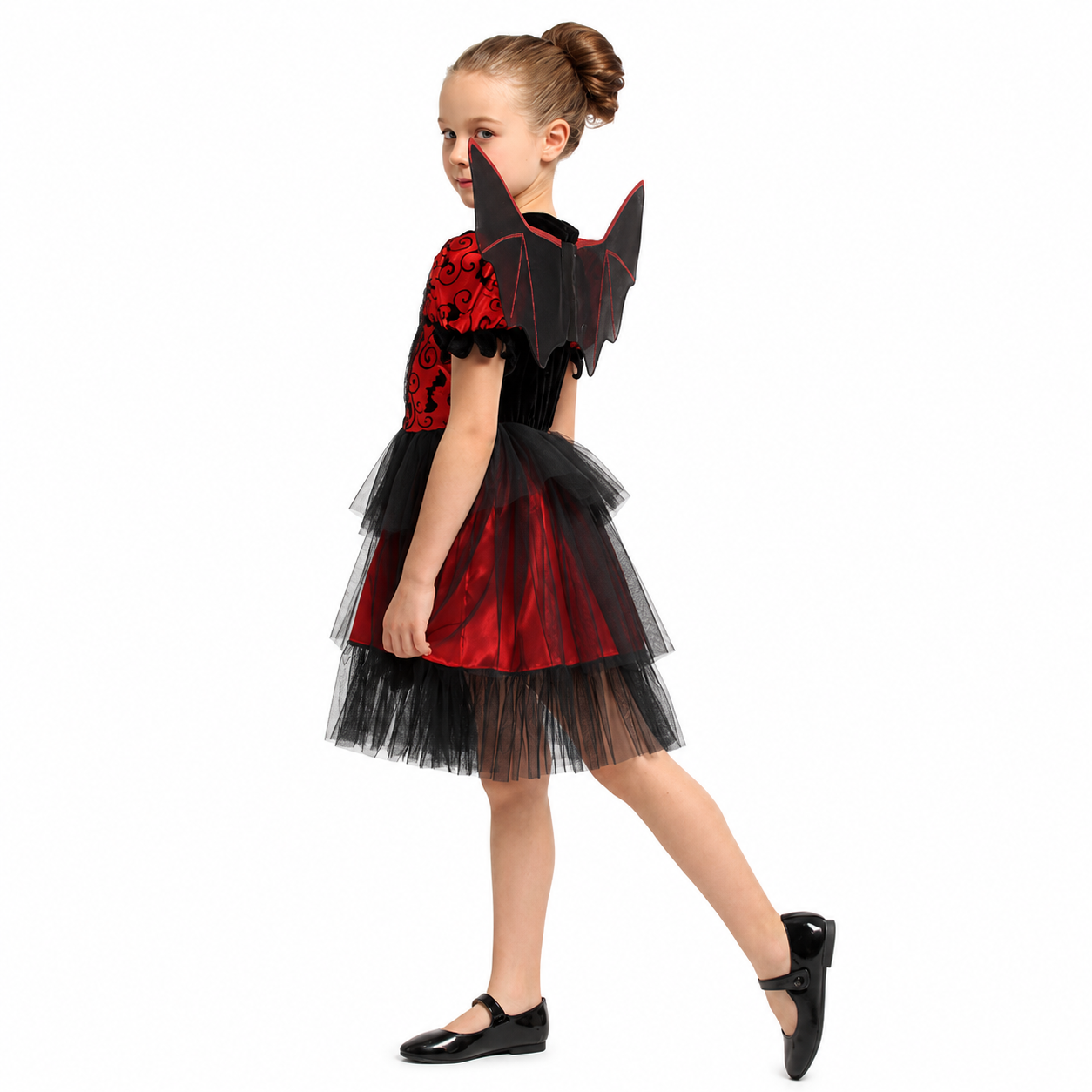 Girls Red Black Bat Princess Halloween Costume - product image 4