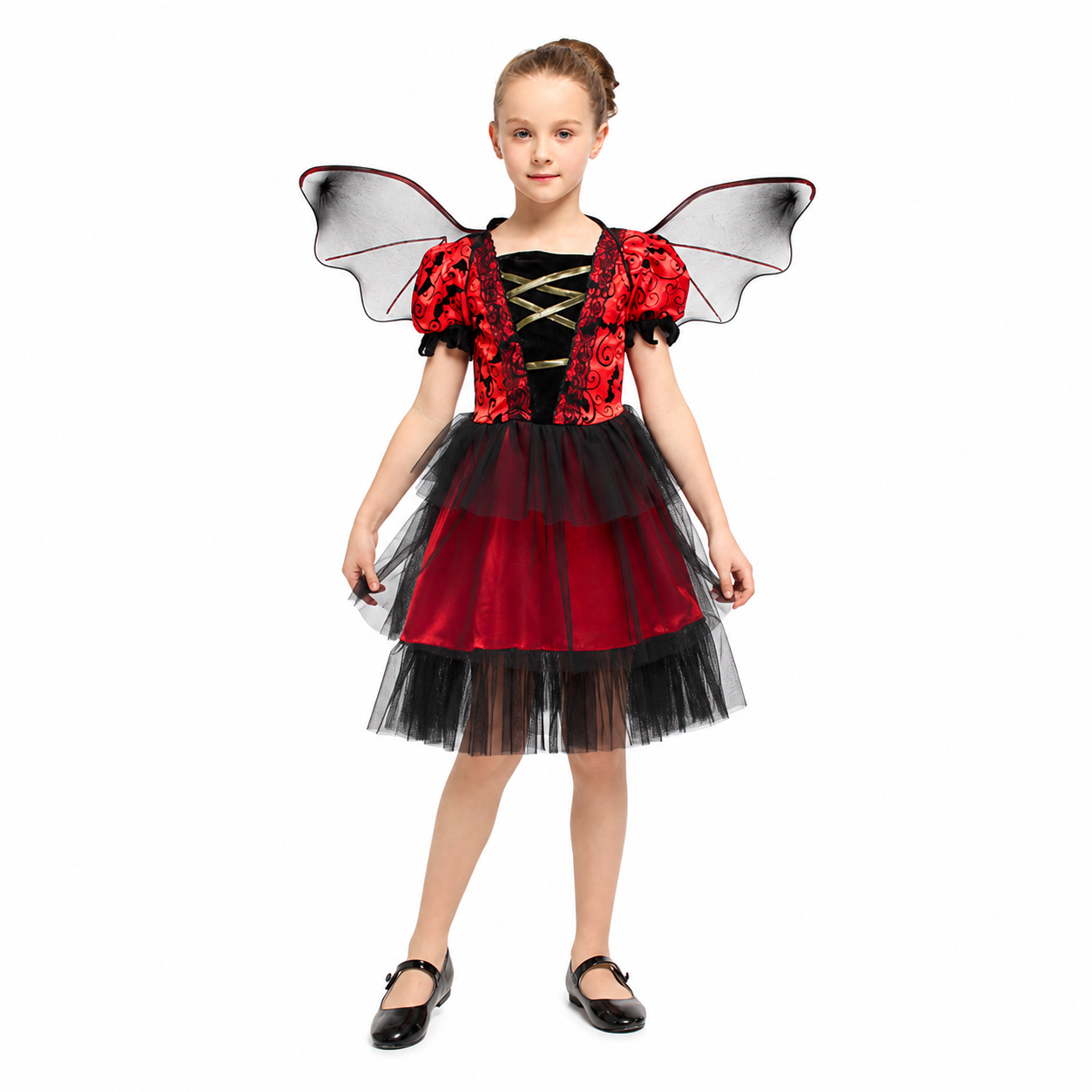 Girls Red Black Bat Princess Halloween Costume - product image 5