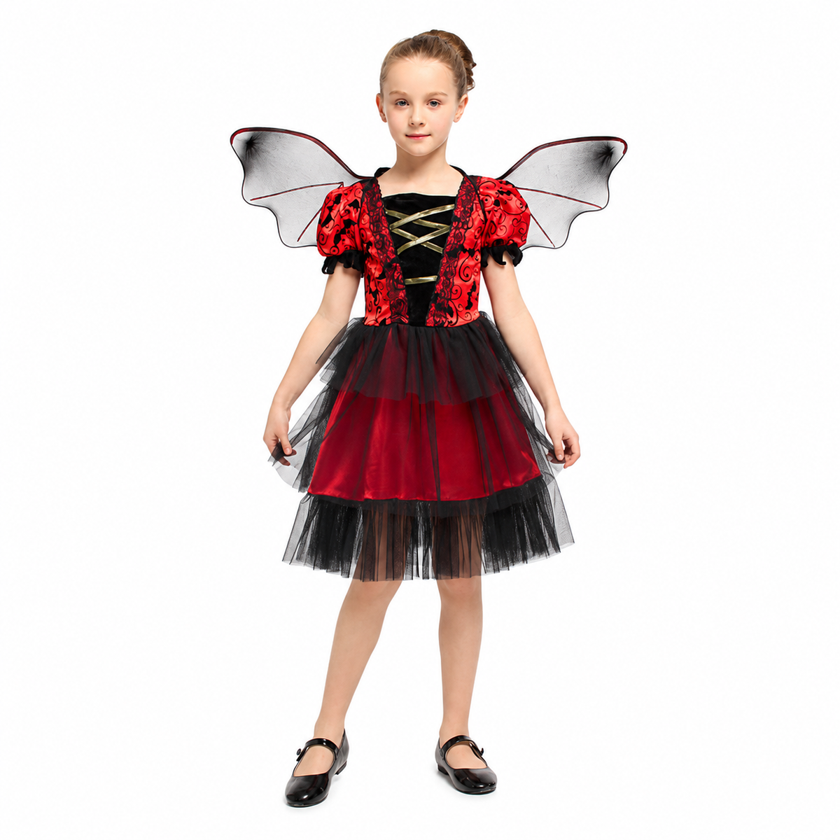 Girls Red Black Bat Princess Halloween Costume - product image 5