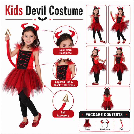 Girls Pretty Red Devil Halloween Costume - product image 2