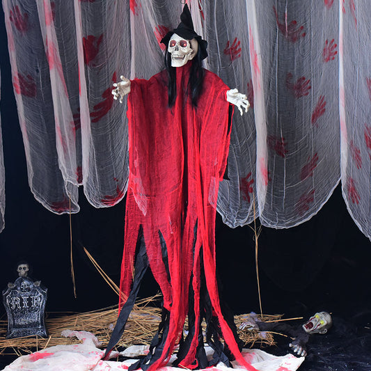 Sound-activated hanging ghost decoration with light-up effects
