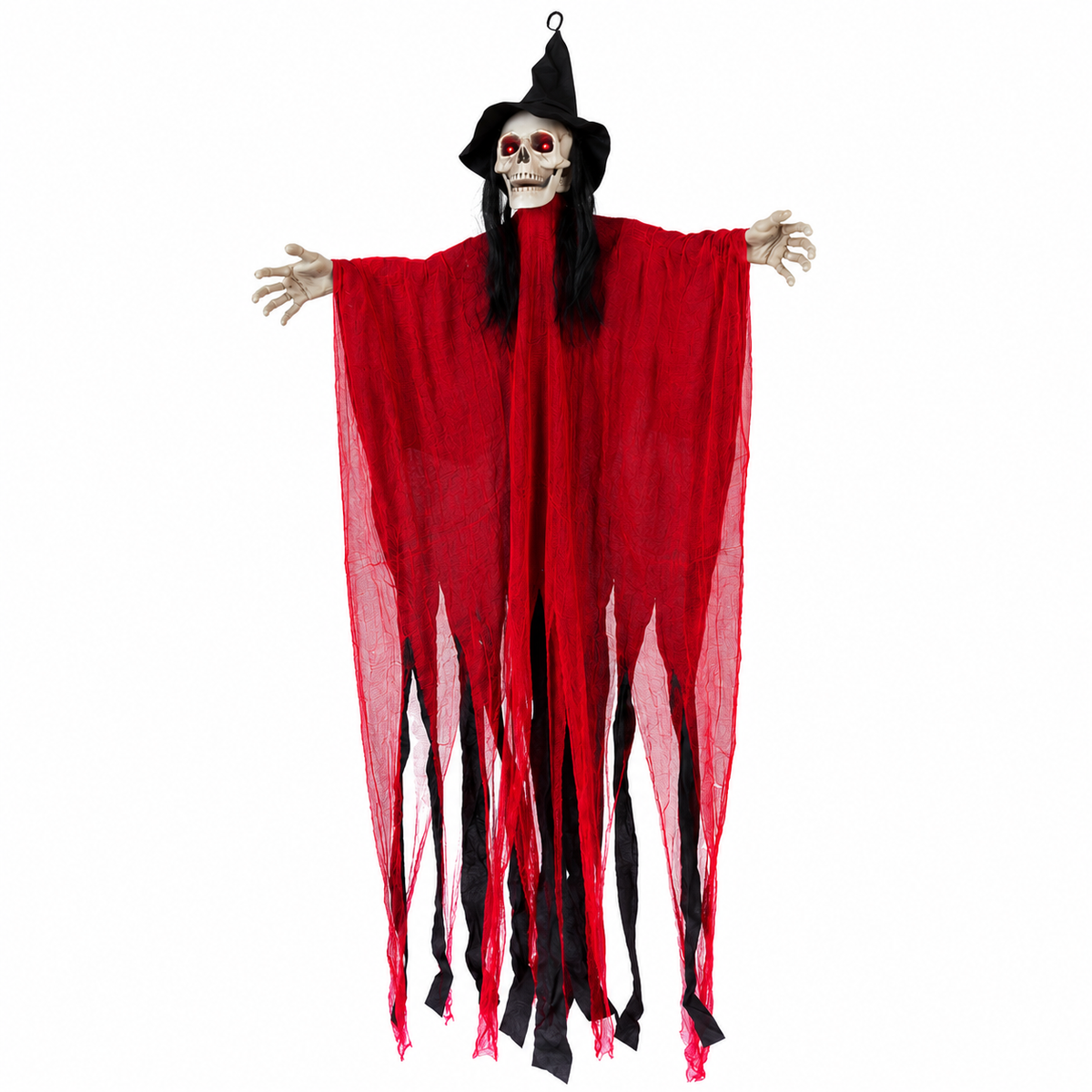 Light-up hanging ghost decoration with spooky face detail