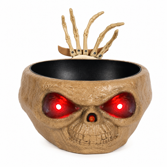 Pumpkin Candy Bowl with Popping Hand – Halloween Prank Prop with Light-Up & Sound Effects, Battery-Operated - product image 2