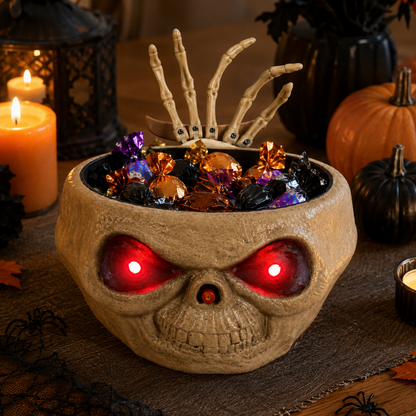 Pumpkin Candy Bowl with Popping Hand – Halloween Prank Prop with Light-Up & Sound Effects, Battery-Operated - product image 8