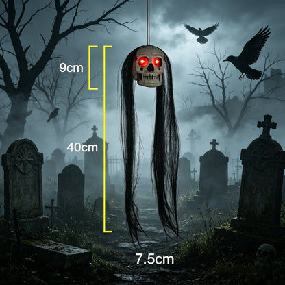 Small Flying Ghost with Long-Hair Head Halloween Decoration - product image 2