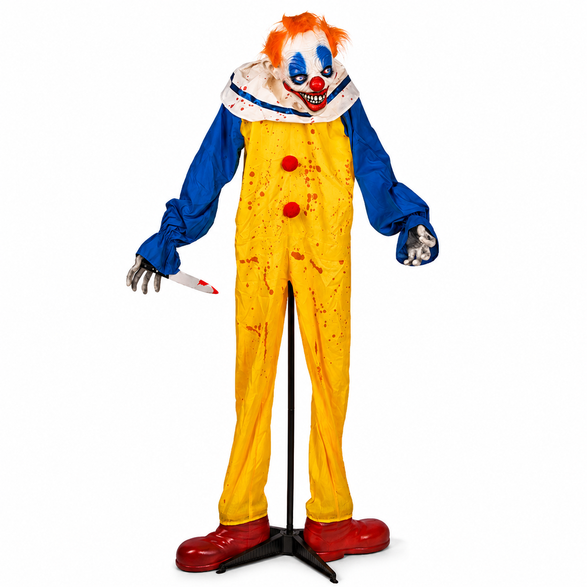 5.6 ft scary clown Halloween prop with light-up effects
