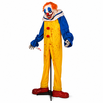 Tall scary clown decoration for indoor Halloween scenes