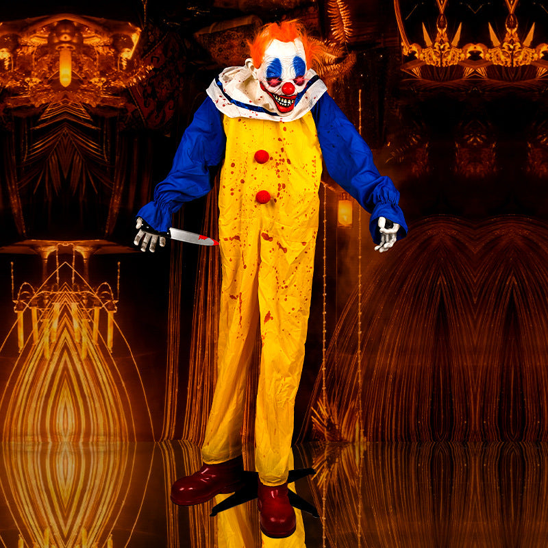 Light-up scary clown decoration for haunted house setup