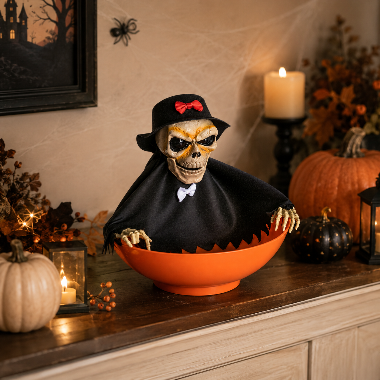 Halloween Candy Bowl – Light-Sensing Light-Up Prop with Sound Effects, Battery-Operated - product image 8