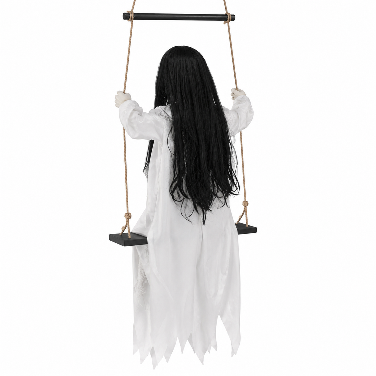 Back view of the white ghost hanging swing decoration