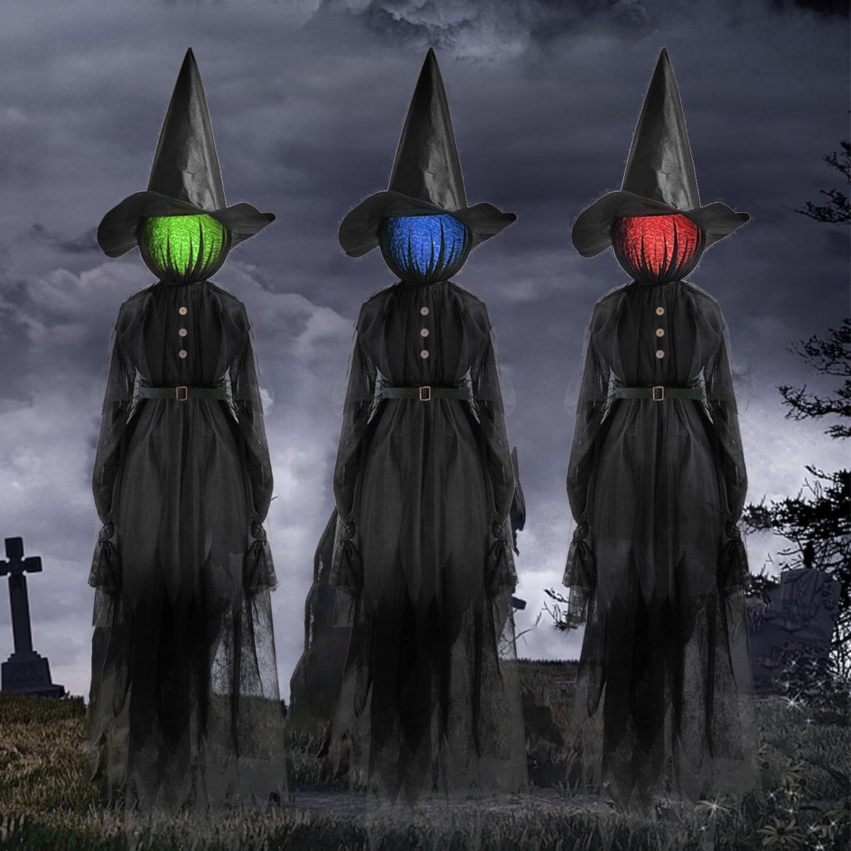 Three Holding-Hands Witches Prop Halloween Decoration - product image 3