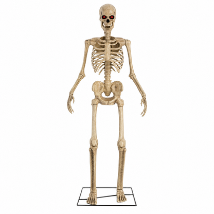 Giant 10 Ft Halloween Skeleton with Light-Up Red LED Eyes – Posable Life-Size Outdoor Yard Decoration - product image 1