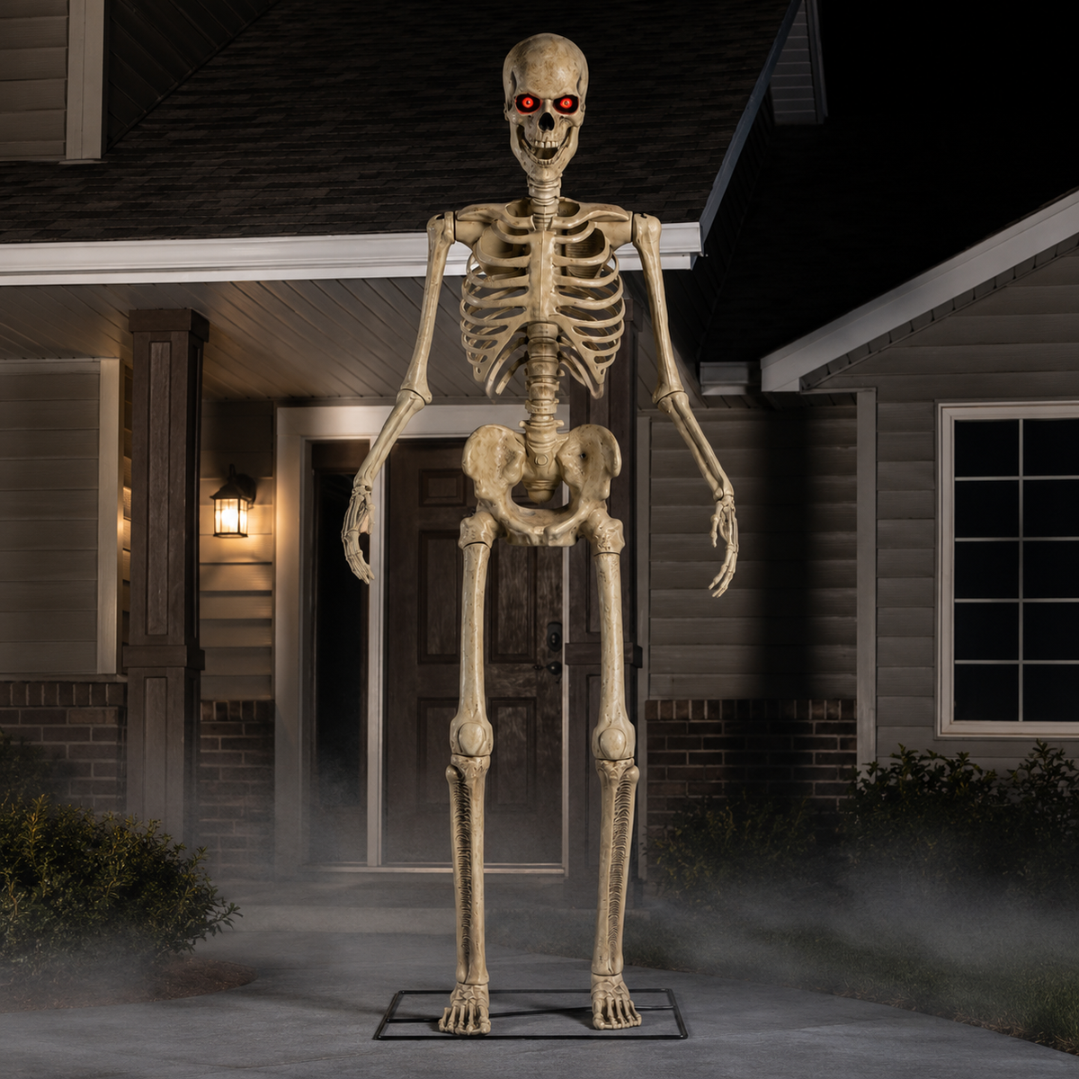 Giant 10 Ft Halloween Skeleton with Light-Up Red LED Eyes – Posable Life-Size Outdoor Yard Decoration - product image 3