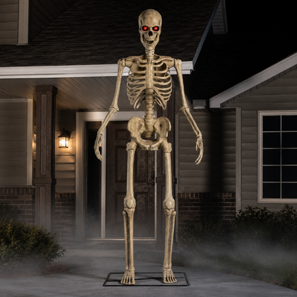 Giant 10 Ft Halloween Skeleton with Light-Up Red LED Eyes – Posable Life-Size Outdoor Yard Decoration - product image 3