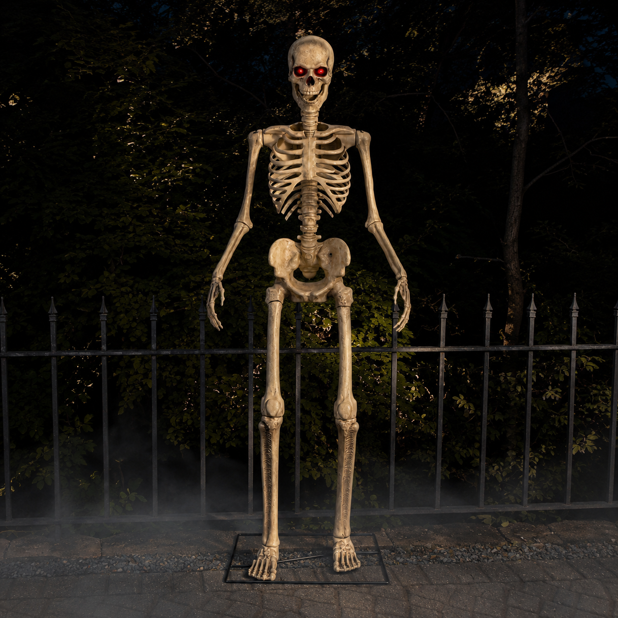 Giant 10 Ft Halloween Skeleton with Light-Up Red LED Eyes – Posable Life-Size Outdoor Yard Decoration - product image 4