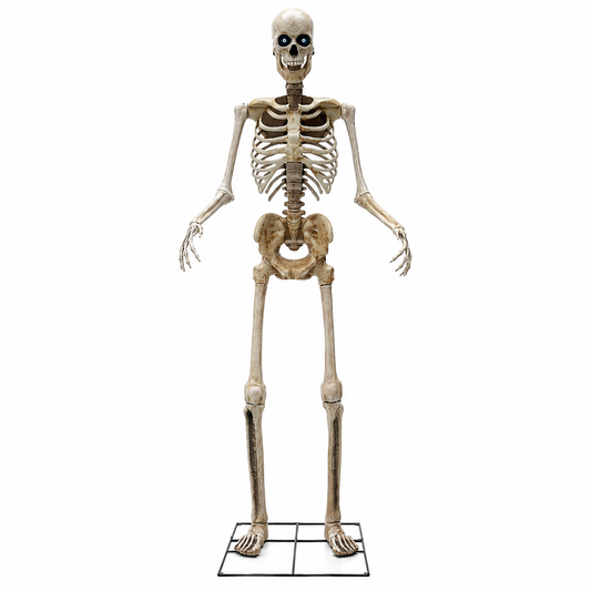 8 Ft Animated Skeleton with Light-Up Eyes, Moving Jaw & Sound – Halloween Yard Prop
