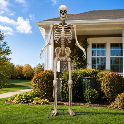 8 Ft Animated Skeleton with Light-Up Eyes, Moving Jaw & Sound – Halloween Yard Prop – alternate product view 3