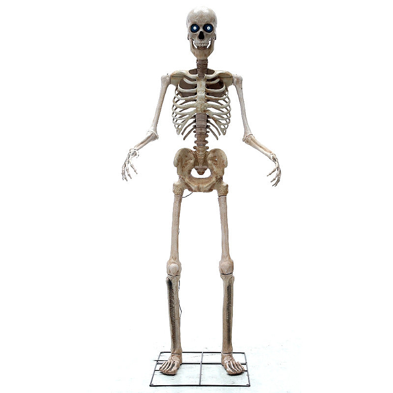 8 Ft Animated Skeleton with Light-Up Eyes, Moving Jaw & Sound – Halloween Yard Prop – alternate product view 4