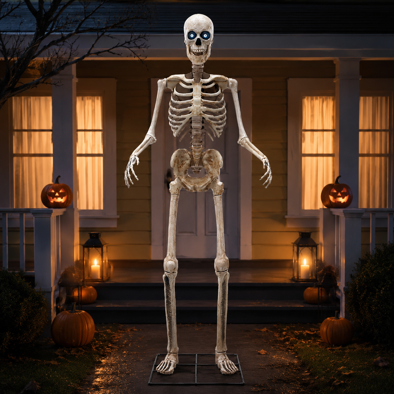 8 Ft Animated Skeleton with Light-Up Eyes, Moving Jaw & Sound – Halloween Yard Prop – alternate product view 2