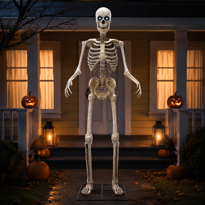 8 Ft Animated Skeleton with Light-Up Eyes, Moving Jaw & Sound – Halloween Yard Prop – alternate product view 2