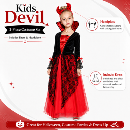 Girls Vampire Red Devil Girl Halloween Costume - product image 2