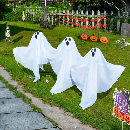 Set of 3 Light-Up Ghost Yard Stakes – Classic White Halloween Lawn Decoration, Battery-Operated - product image 3